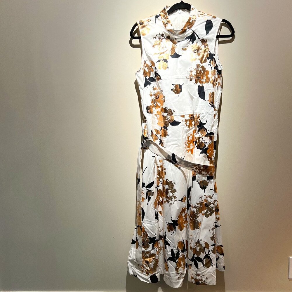 Lela Rose Floral Pattern, Belted Dress, Lined, Size 8, Used; Good.